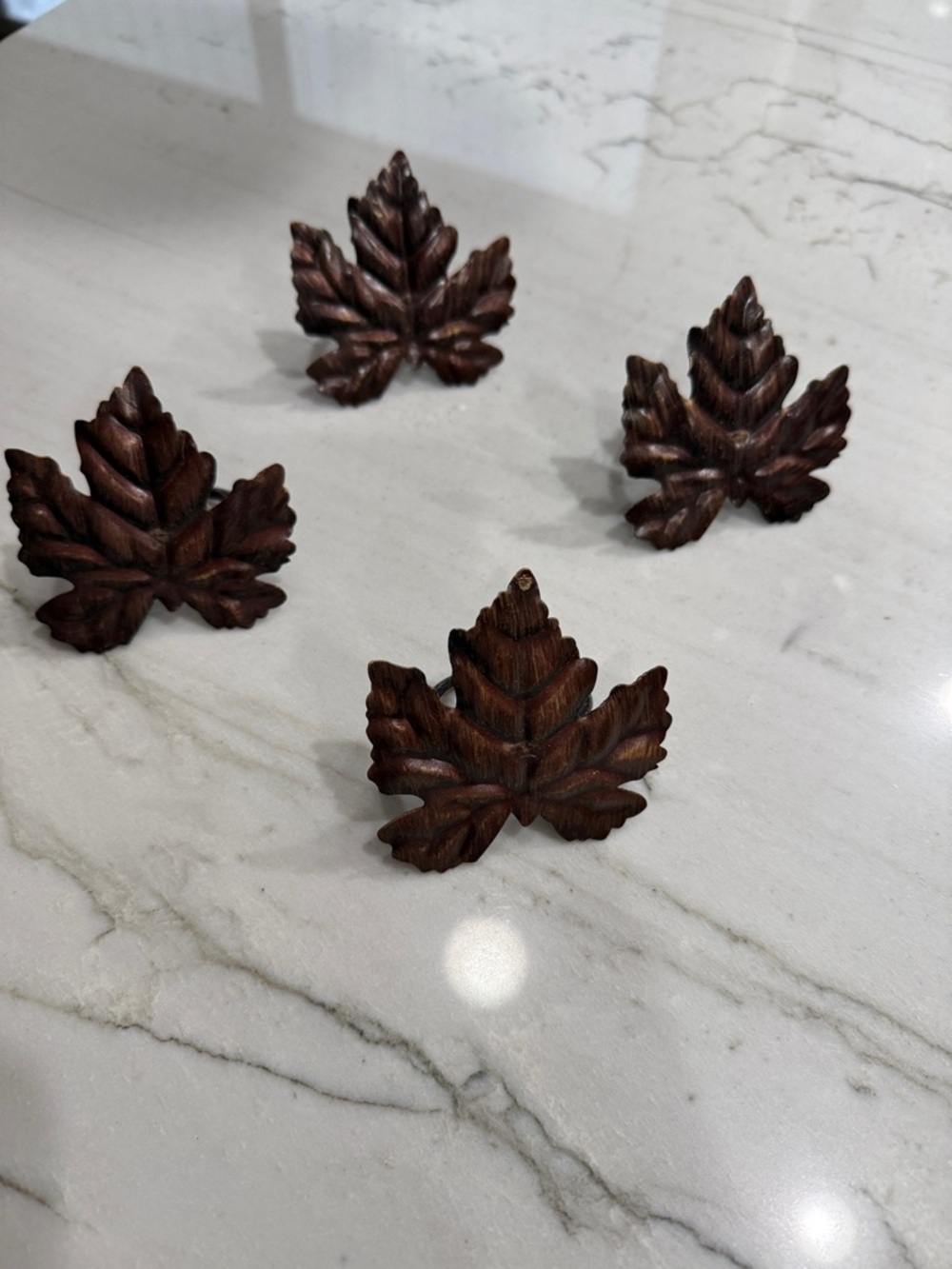 Source Unknown Bronze Painted Metal Leaf Napkin Rings - Set of 4